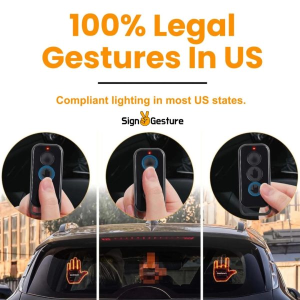 LED Hand Sign for Car - 100% legal gestures in US SignGesture.Com