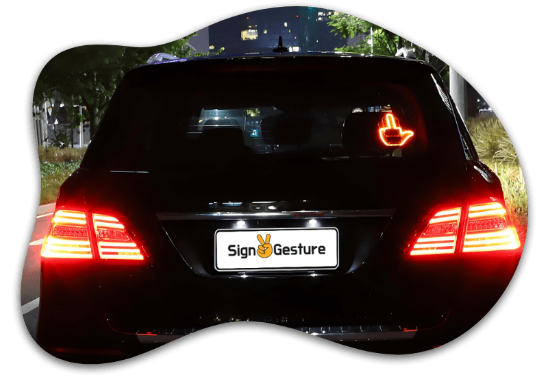 Car LED Light & Road Rage Signs for Men and Women SignGesture - LED Hand Sign for Car